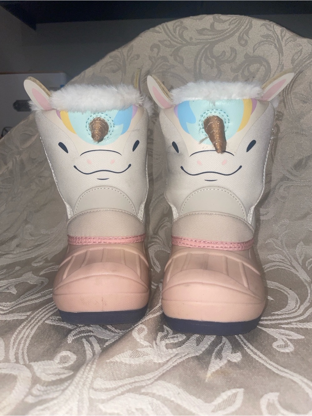Girls Winter Boots - Pink & Cream Unicorn